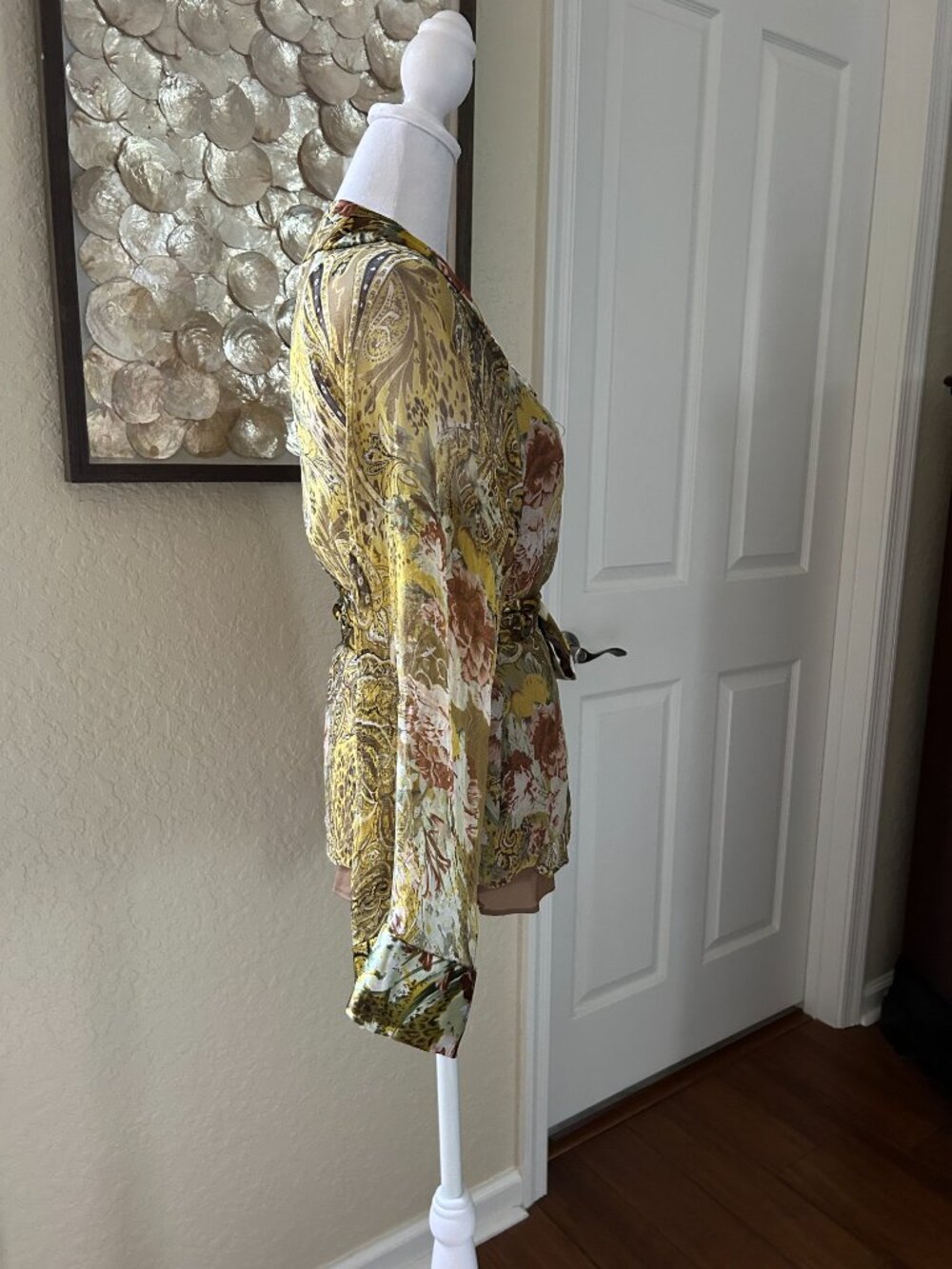 Vintage Ice Silk Floral Wrap Blouse - Picture 5 of 8